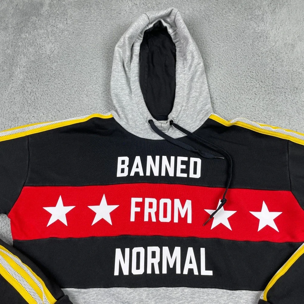 Adidas Rita Ora Banned From Normal Hoodie Mens Medium Gray Black Tiger Trefoil